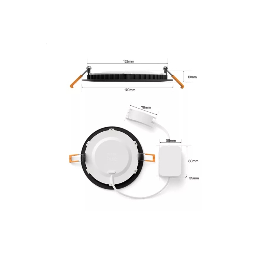 Philips - LED RGBW Stmívatelné koupelnové podhledové svítidlo Hue SLIM LED/12W/230V 1000-20000K černá IP44