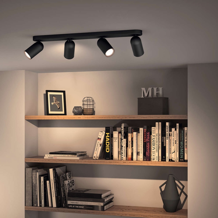 Philips - LED RGBW Stmívatelné bodové svítidlo PONGEE 4xGU10/4,8W/230V 3000K černá + dálkové ovládání