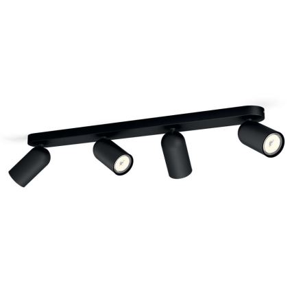 Philips - LED RGBW Stmívatelné bodové svítidlo PONGEE 4xGU10/4,8W/230V 3000K černá + dálkové ovládání