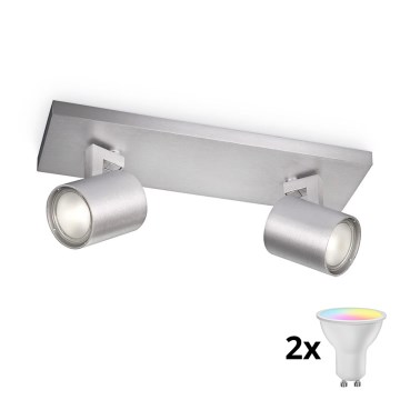 Philips - LED RGBW Stmívatelné bodové svítidlo RUNNER 2xGU10/6,5W/230V 2700-6500K matný chrom