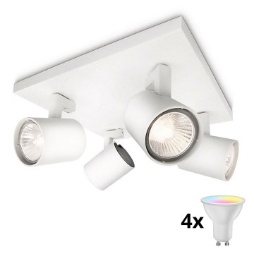 Philips - LED RGBW Stmívatelné bodové svítidlo RUNNER 4xGU10/6,5W/230V 2700-6500K bílá