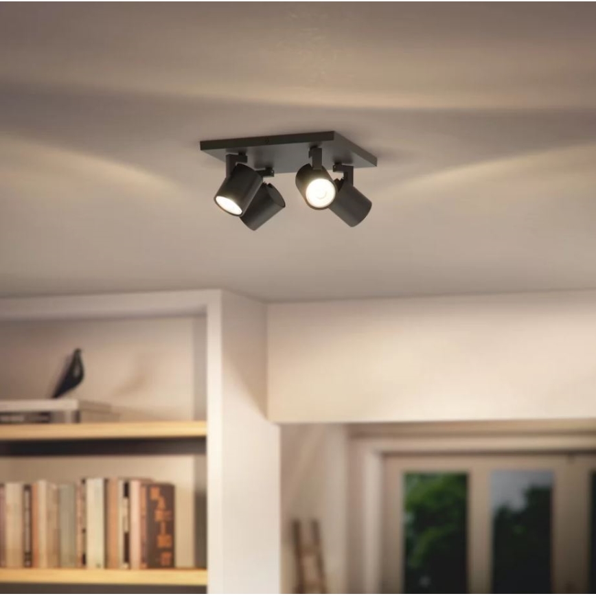 Philips - LED RGBW Stmívatelné bodové svítidlo RUNNER 4xGU10/6,5W/230V 2700-6500K černá
