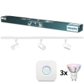 Philips - LED RGBW Stmívatelné bodové svítidlo v lištovém systému EASYLINK HUE 3xGU10/4,7W/230V 2200-6500K 1m bílá + Hue bridge