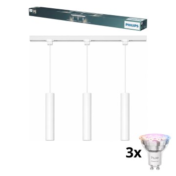 Philips - LED RGBW Stmívatelný lustr na lanku v lištovém systému EASYLINK HUE 3xGU10/4,7W/230V 2200-6500K 1m bílá