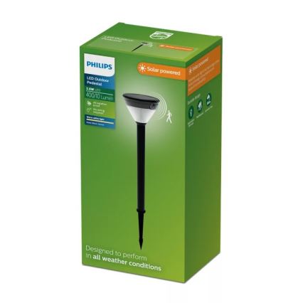 Philips - LED Solární lampa se senzorem KYNA LED/3,8W/3,7V 800 mAh 2700K IP44 černá