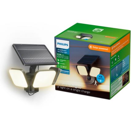 Philips - LED Solární nástěnné svítidlo se senzorem ZYREN LED/24,5W/3,7V 2600 mAh 3000K IP65