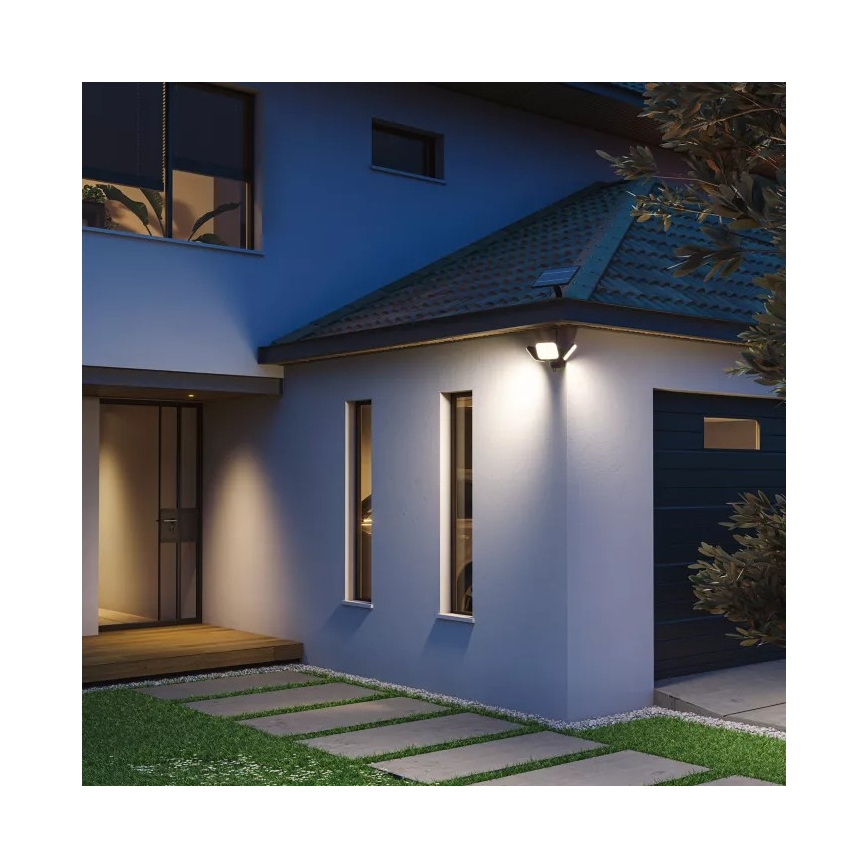 Philips - LED Solární nástěnné svítidlo se senzorem ZYREN LED/24,5W/3,7V 2600 mAh 5000K IP65 černá