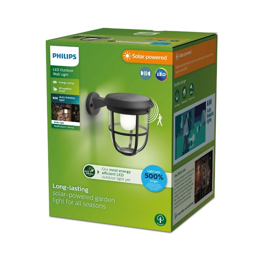 Philips - LED Solární nástěnné svítidlo se senzorem RADII LED/1,3W/3,7V 3000K IP44