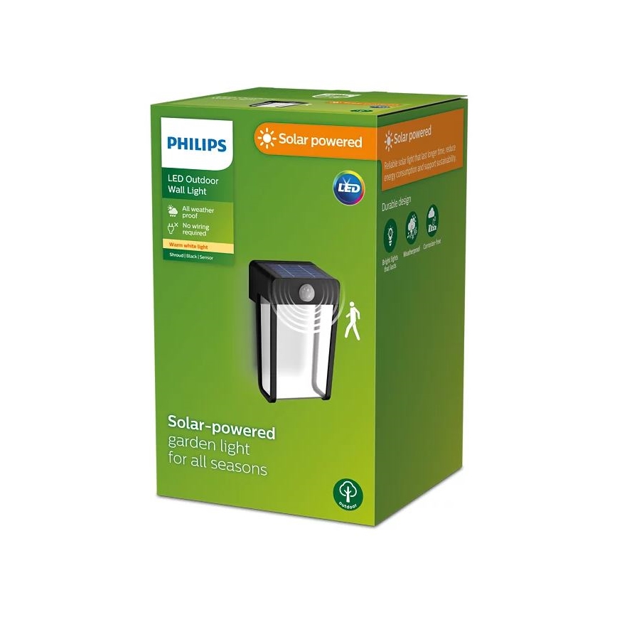 Philips - LED Solární nástěnné svítidlo se senzorem SHROUD LED/2,3W/3,7V 600 mAh IP44