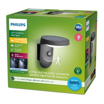 Philips - LED Solární nástěnné svítidlo se senzorem LED/1,2W/4V 1800 mAh 4000K IP44