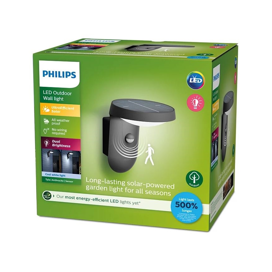Philips - LED Solární nástěnné svítidlo se senzorem LED/1,2W/4V 1800 mAh 4000K IP44