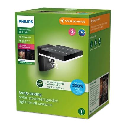 Philips - LED Solární nástěnné svítidlo se senzorem ZONAL LED/1,3W/3,7V IP44