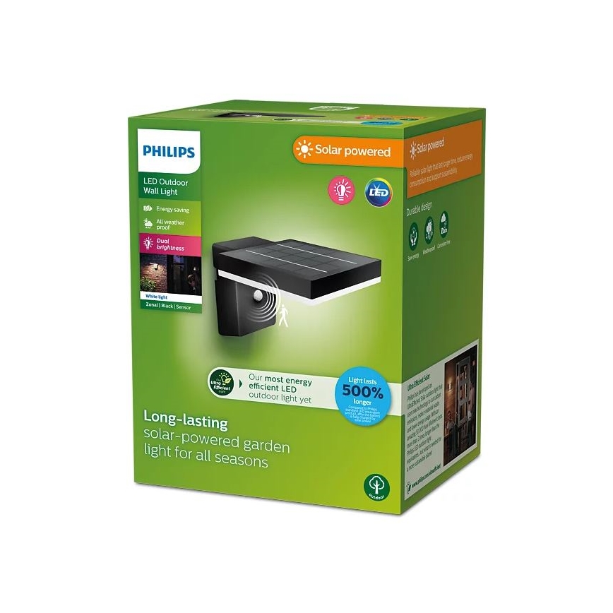 Philips - LED Solární nástěnné svítidlo se senzorem ZONAL LED/1,3W/3,7V IP44