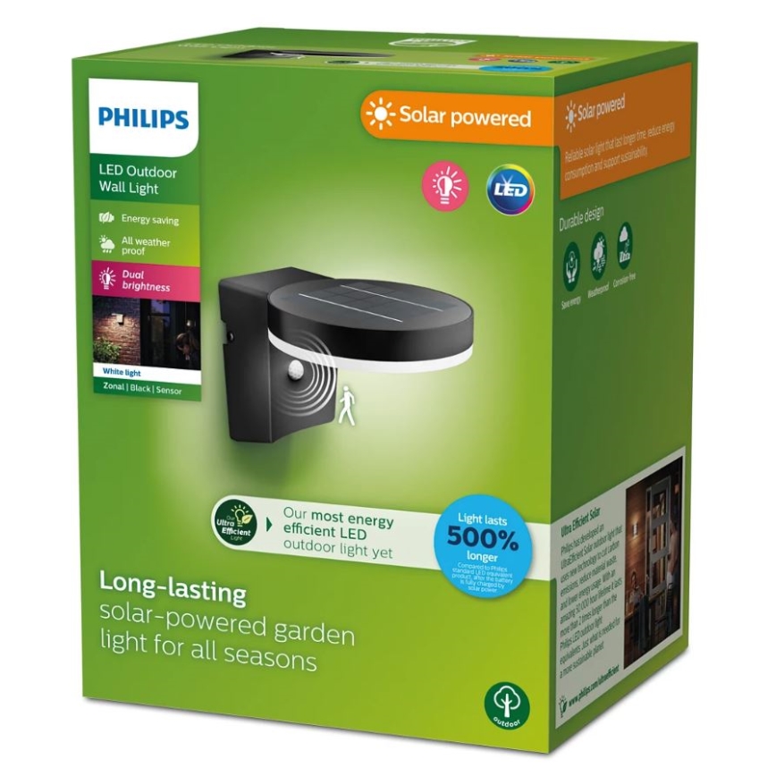 Philips - LED Solární nástěnné svítidlo se senzorem ZONAL LED/1,3W/3,7V IP44