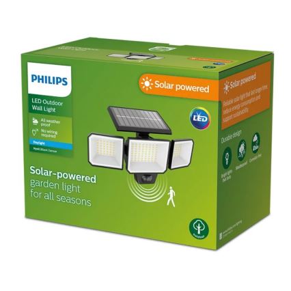 Philips -  LED Solární nástěnný reflektor se senzorem NYSIL 3xLED/8,7W/3,7V IP65