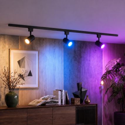 Philips - LED RGBW Stmívatelné bodové svítidlo v lištovém systému EASYLINK HUE 3xGU10/4,7W/230V 2200-6500K 1m černá