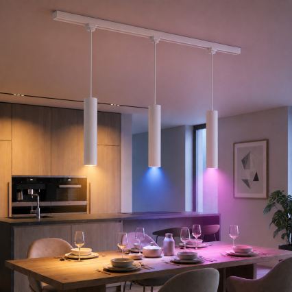 Philips - LED RGBW Stmívatelný lustr na lanku v lištovém systému EASYLINK HUE 3xGU10/4,7W/230V 2200-6500K 1m bílá + Hue bridge