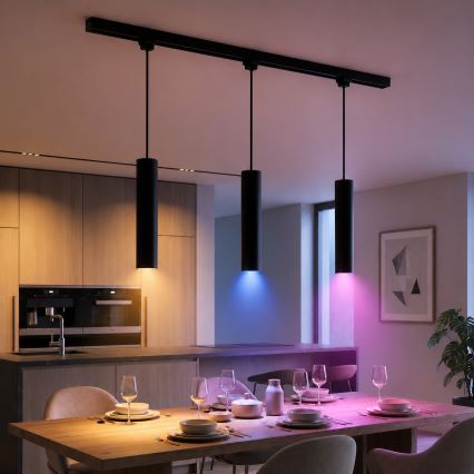 Philips - LED RGBW Stmívatelný lustr na lanku v lištovém systému EASYLINK HUE 3xGU10/4,7W/230V 2200-6500K 1m černá