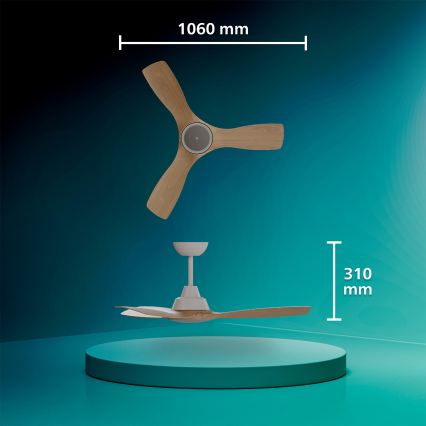 Philips - LED Stmívatelné stropní ventilátor OLAS LED/24W/230V pr. 106 cm bílá/hnědá + dálkové ovládání