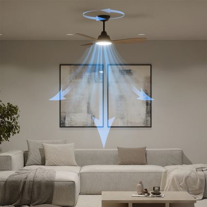 Philips - LED Stmívatelný stropní ventilátor OLAS LED/24W/230V pr. 106 cm černá/hnědá + dálkové ovládání