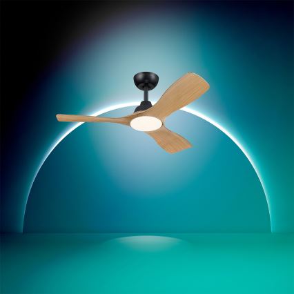 Philips - LED Stmívatelný stropní ventilátor OLAS LED/24W/230V pr. 106 cm černá/hnědá + dálkové ovládání