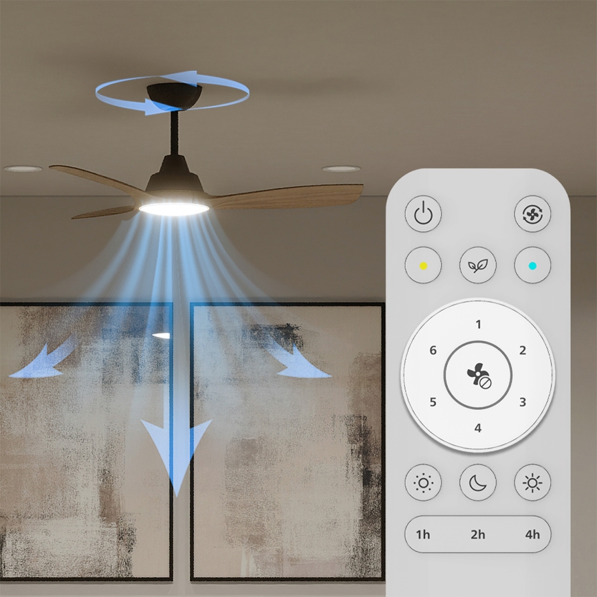 Philips - LED Stmívatelný stropní ventilátor OLAS LED/24W/230V pr. 106 cm černá/hnědá + dálkové ovládání