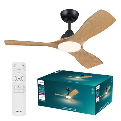 Philips - LED Stmívatelný stropní ventilátor OLAS LED/24W/230V pr. 106 cm černá/hnědá + dálkové ovládání