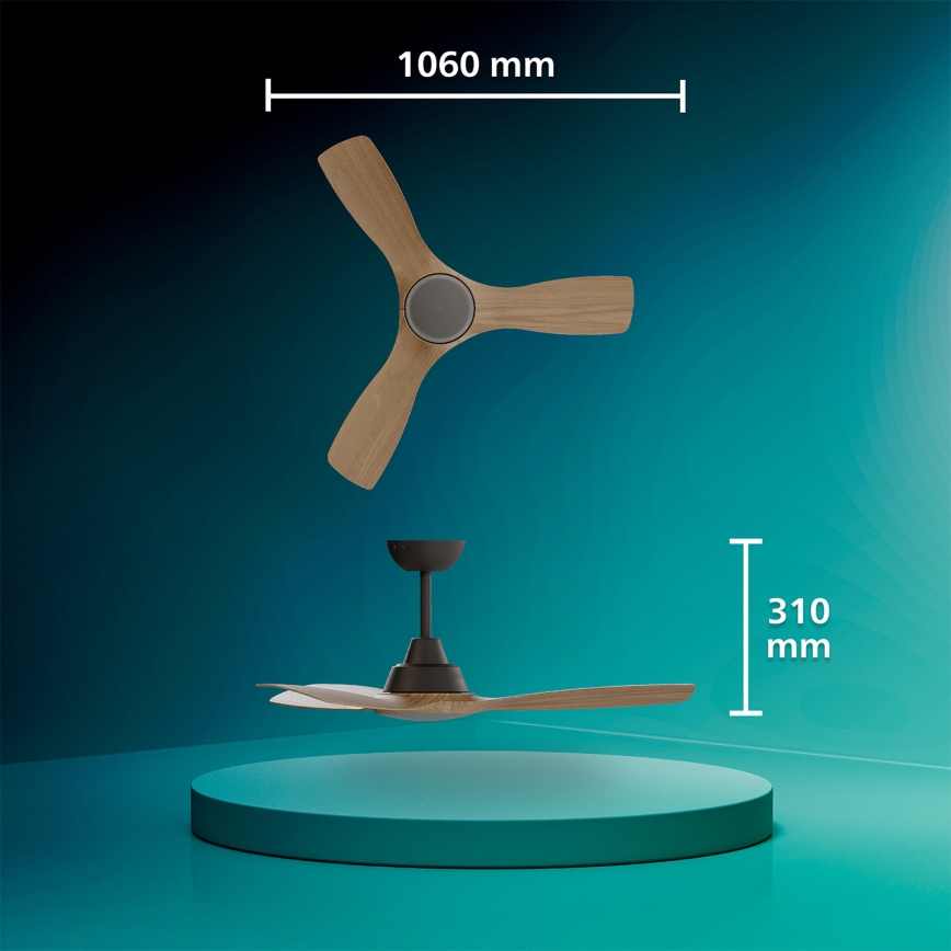 Philips - LED Stmívatelný stropní ventilátor OLAS LED/24W/230V pr. 106 cm černá/hnědá + dálkové ovládání