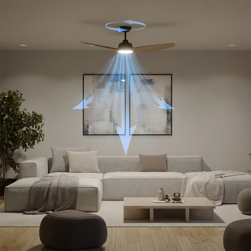 Philips - LED Stmívatelný stropní ventilátor OLAS LED/24W/230V pr. 132 cm černá/hnědá + dálkové ovládání