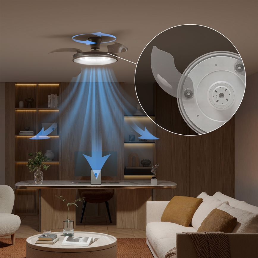 Philips - LED Stmívatelné stropní svítidlo s ventilátorem ATLAS LED/35W/230V matný chrom + dálkové ovládání