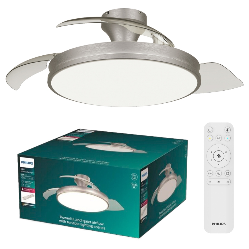 Philips - LED Stmívatelné stropní svítidlo s ventilátorem ATLAS LED/35W/230V matný chrom + dálkové ovládání