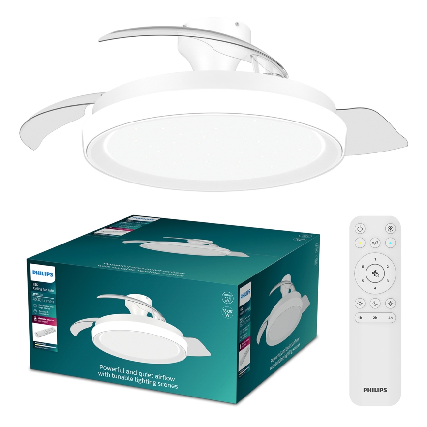 Philips - LED Stmívatelné stropní svítidlo s ventilátorem BLISS LED/35W/230V bílá + dálkové ovládání