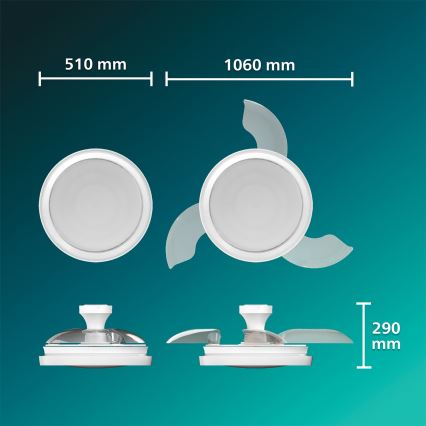 Philips - LED Stmívatelné stropní svítidlo s ventilátorem BLISS LED/35W/230V bílá + dálkové ovládání