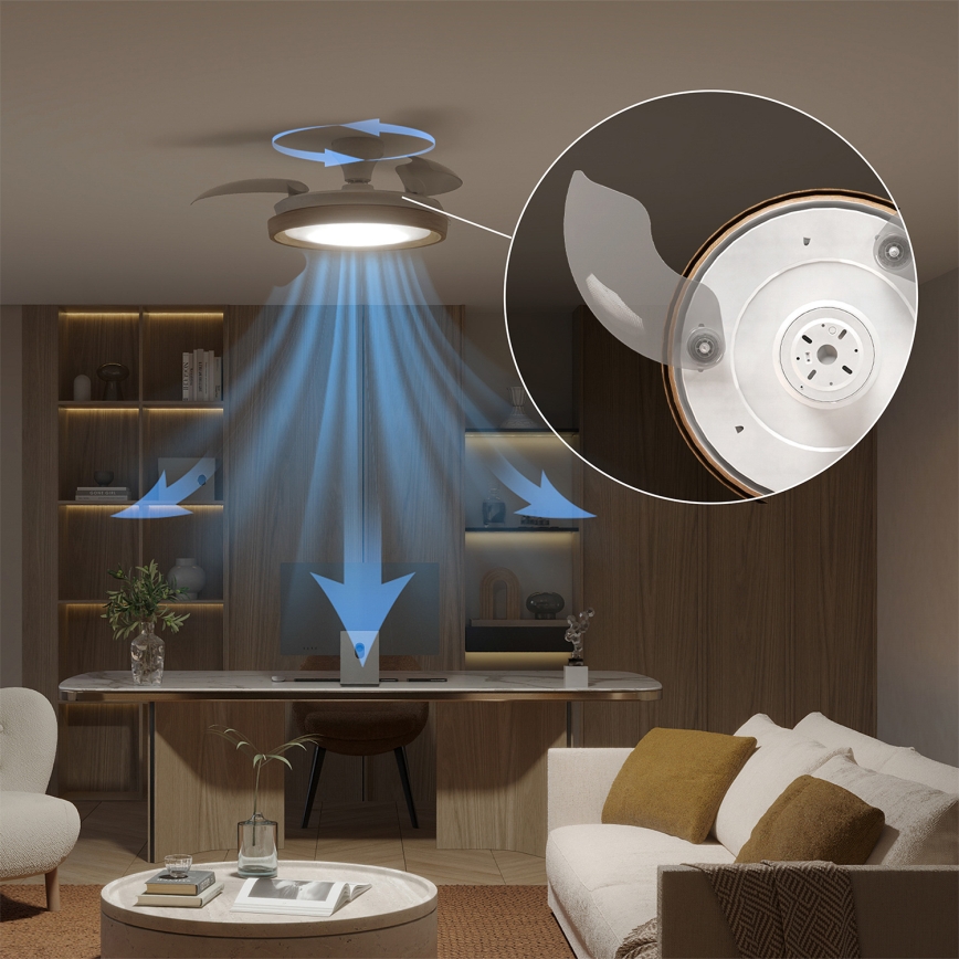 Philips - LED Stmívatelné stropní svítidlo s ventilátorem BLISS LED/35W/230V hnědá + dálkové ovládání