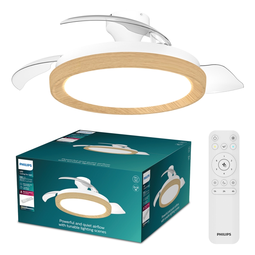 Philips - LED Stmívatelné stropní svítidlo s ventilátorem BLISS LED/35W/230V hnědá + dálkové ovládání