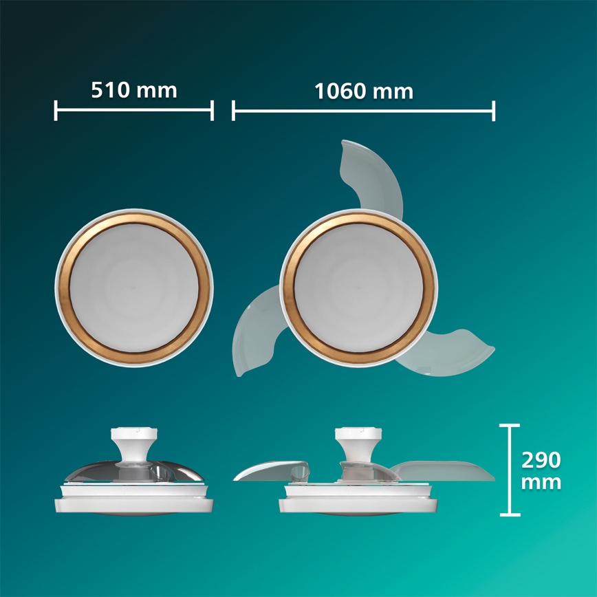 Philips - LED Stmívatelné stropní svítidlo s ventilátorem BLISS LED/35W/230V zlatá + dálkové ovládání