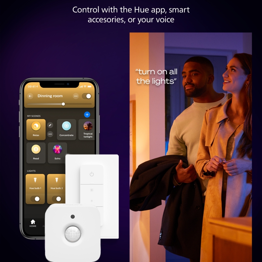 Philips - LED Stmívatelné stropní svítidlo Hue AURELLE LED/19W/230V 2200-6500K 30x30 cm černá