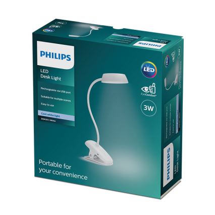 Philips - LED Stmívatelná lampa s klipem DONUTCLIP LED/3W/5V CRI 90 bílá