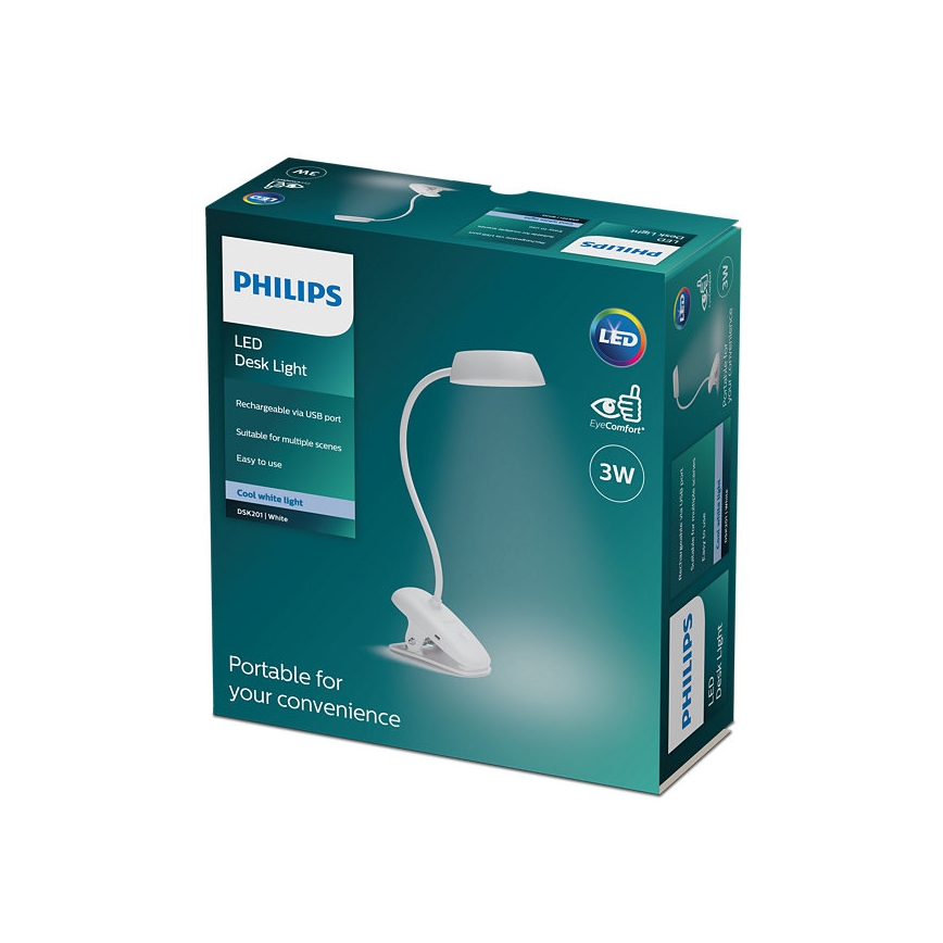 Philips - LED Stmívatelná lampa s klipem DONUTCLIP LED/3W/5V CRI 90 bílá
