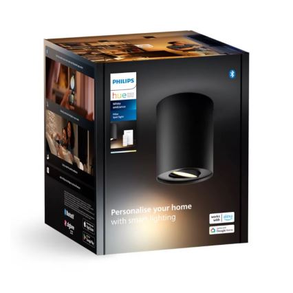 Philips - LED Stmívatelné bodové svítidlo Hue PILLAR 1xGU10/4,2W/230V 2200-6500K + dálkové ovládání černá