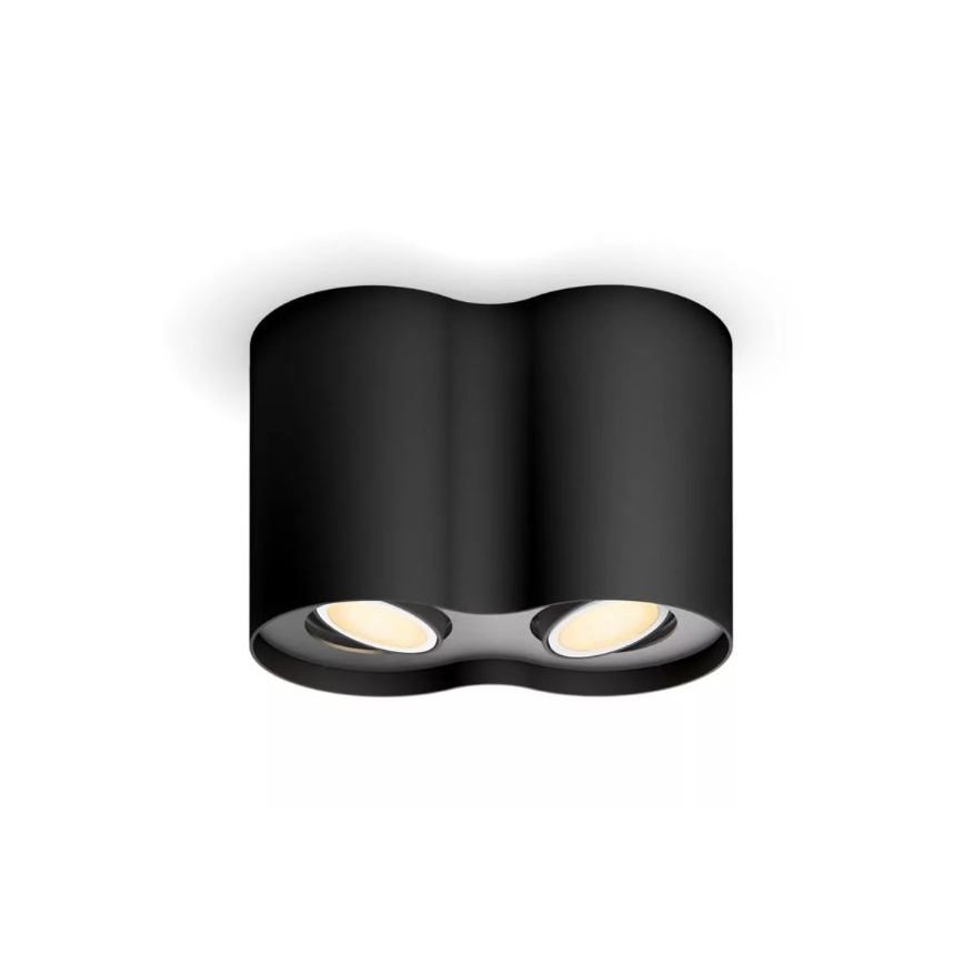 Philips - LED Stmívatelné bodové svítidlo Hue PILLAR 2xGU10/4,2W/230V 2200-6500K + dálkové ovládání černá