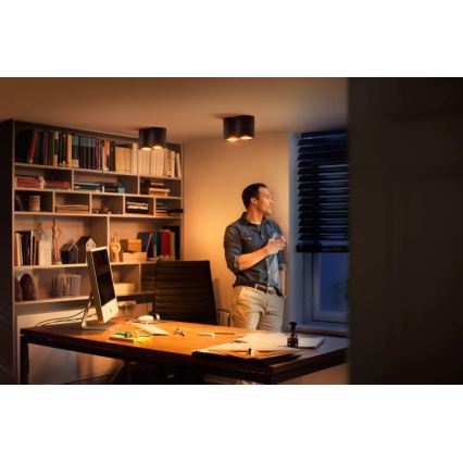 Philips - LED Stmívatelné bodové svítidlo Hue PILLAR 2xGU10/4,2W/230V 2200-6500K + dálkové ovládání černá