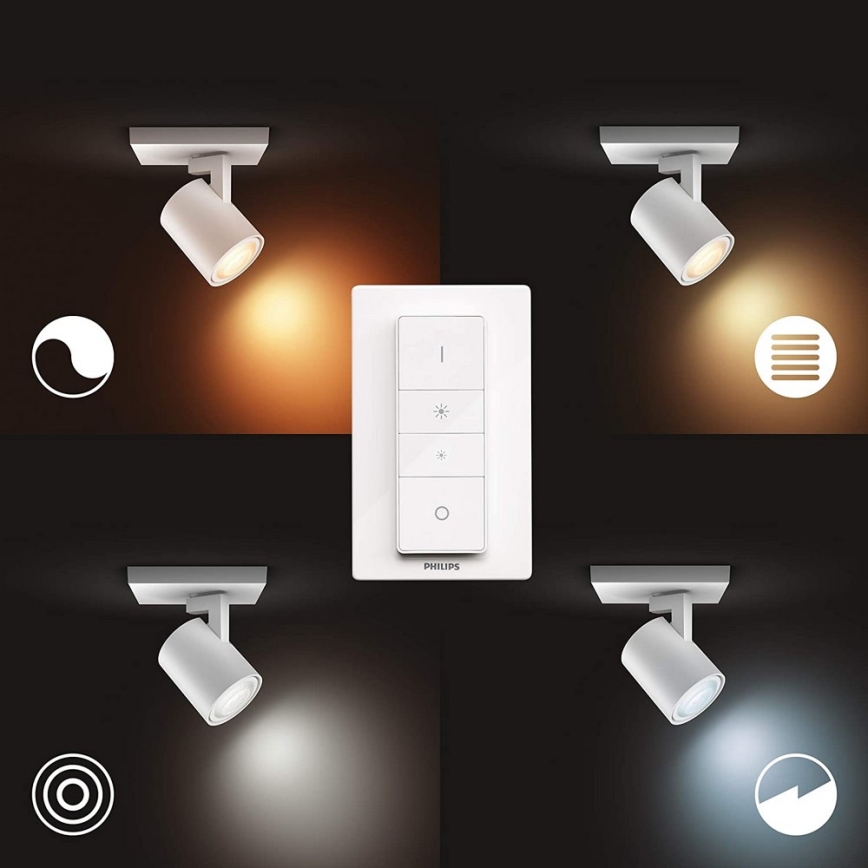 Philips - LED Stmívatelné bodové svítidlo Hue RUNNER 1xGU10/4,2W/230V 2200-6500K + dálkové ovládání bílá