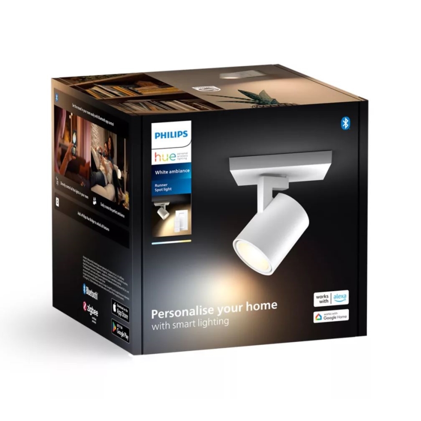 Philips - LED Stmívatelné bodové svítidlo Hue RUNNER 1xGU10/4,2W/230V 2200-6500K + dálkové ovládání bílá