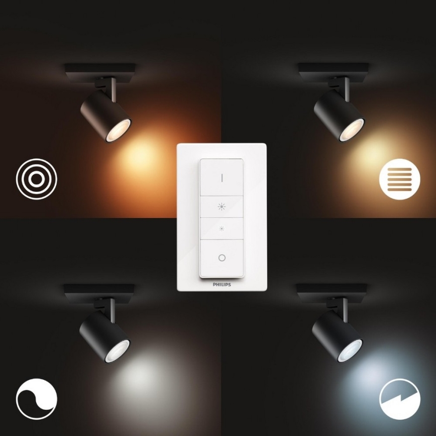 Philips - LED Stmívatelné bodové svítidlo Hue RUNNER 1xGU10/4,2W/230V 2200-6500K + dálkové ovládání černá