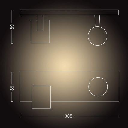 Philips - LED Stmívatelné bodové svítidlo Hue RUNNER 2xGU10/4,2W/230V 2200-6500K + dálkové ovládání černá