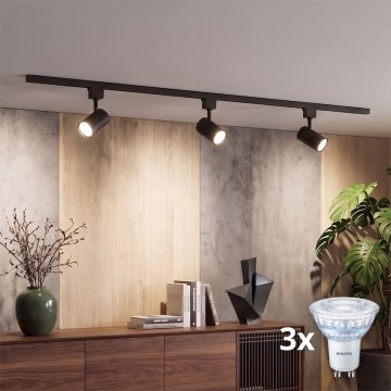 Philips - LED Stmívatelné bodové svítidlo v lištovém systému EASYLINK 3xGU10/7W/230V 1m černá