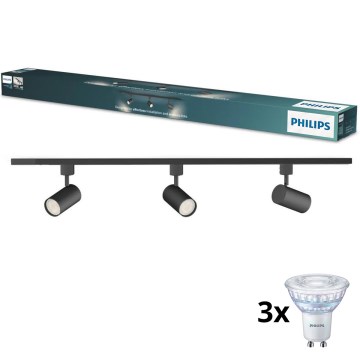 Philips - LED Stmívatelné bodové svítidlo v lištovém systému EASYLINK 3xGU10/7W/230V 2200-2700K 1m černá
