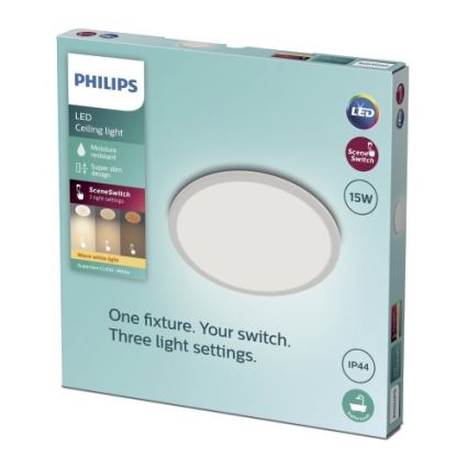 Philips - LED Stmívatelné koupelnové stropní svítidlo SCENE SWITCH LED/15W/230V IP44 2700K