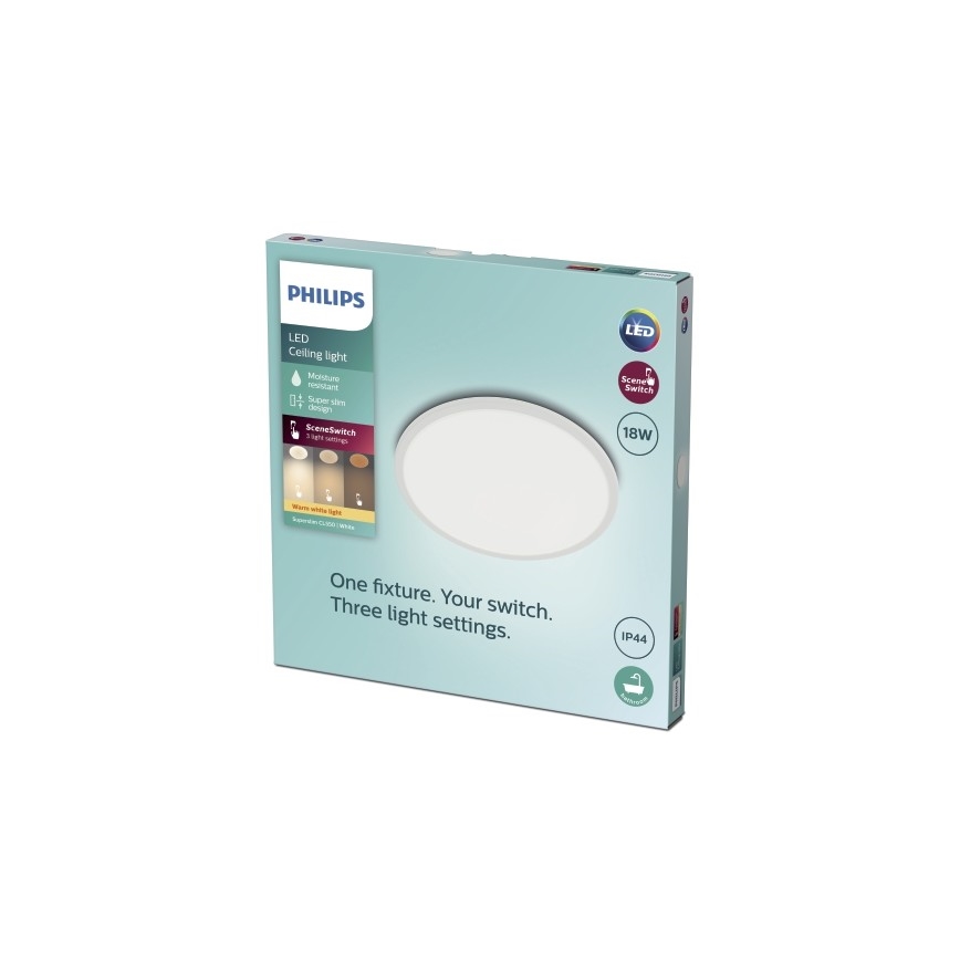 Philips - LED Stmívatelné koupelnové stropní svítidlo SCENE SWITCH LED/18W/230V IP44 2700K